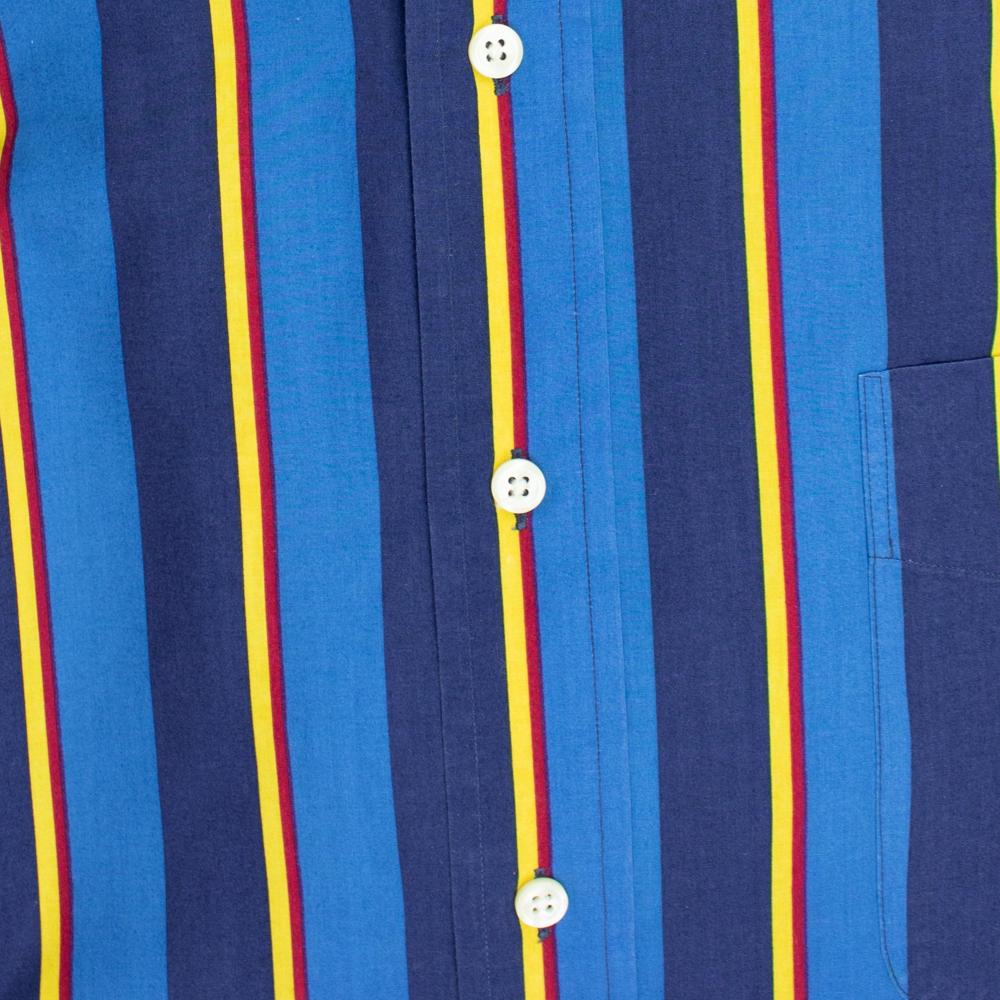 Vintage 100% Cotton Blue/Gold/Red Stripe Large Long Sleeve