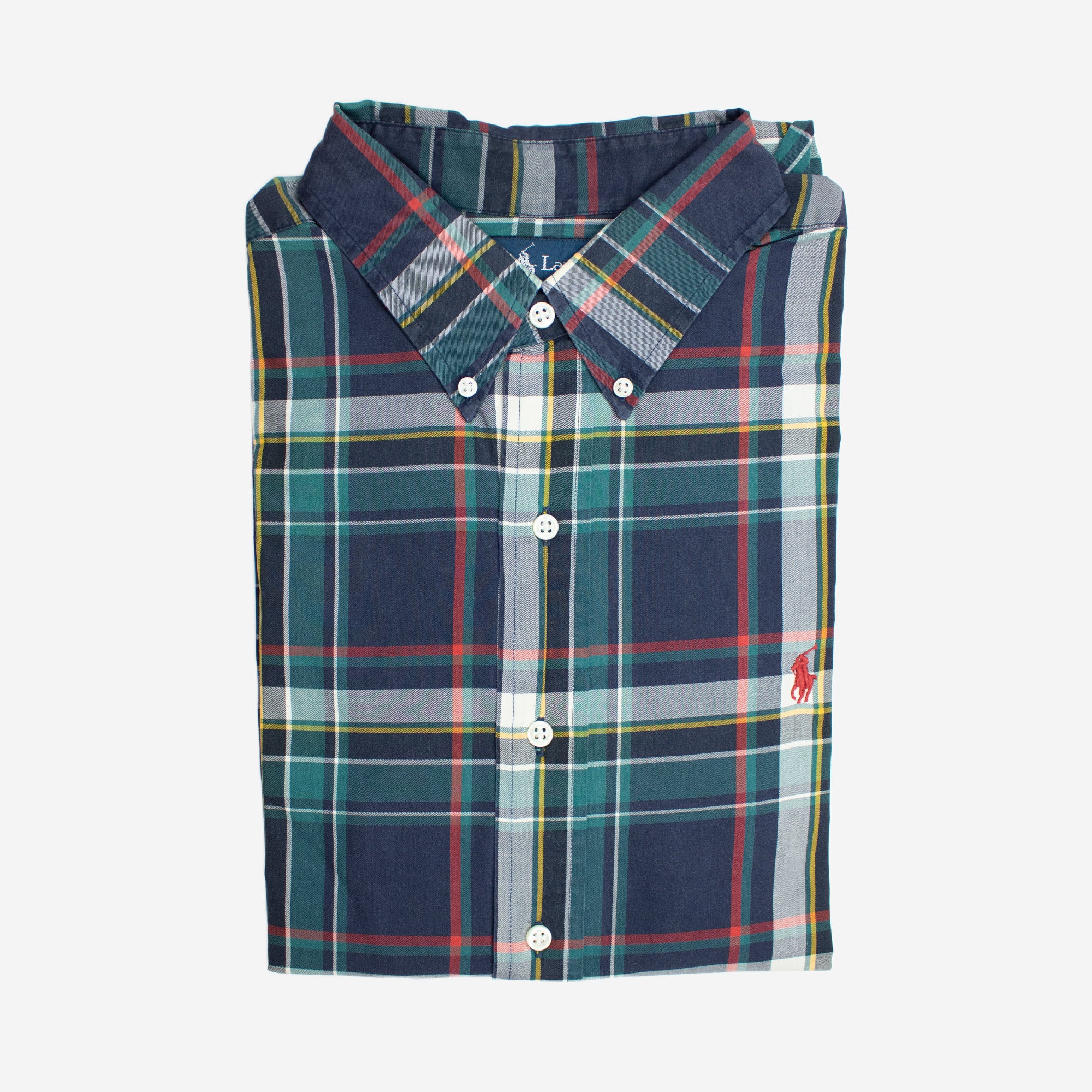 Vintage 100% Cotton Blue Plaid Extra Large Long Sleeve Shirt — Ralph Lauren