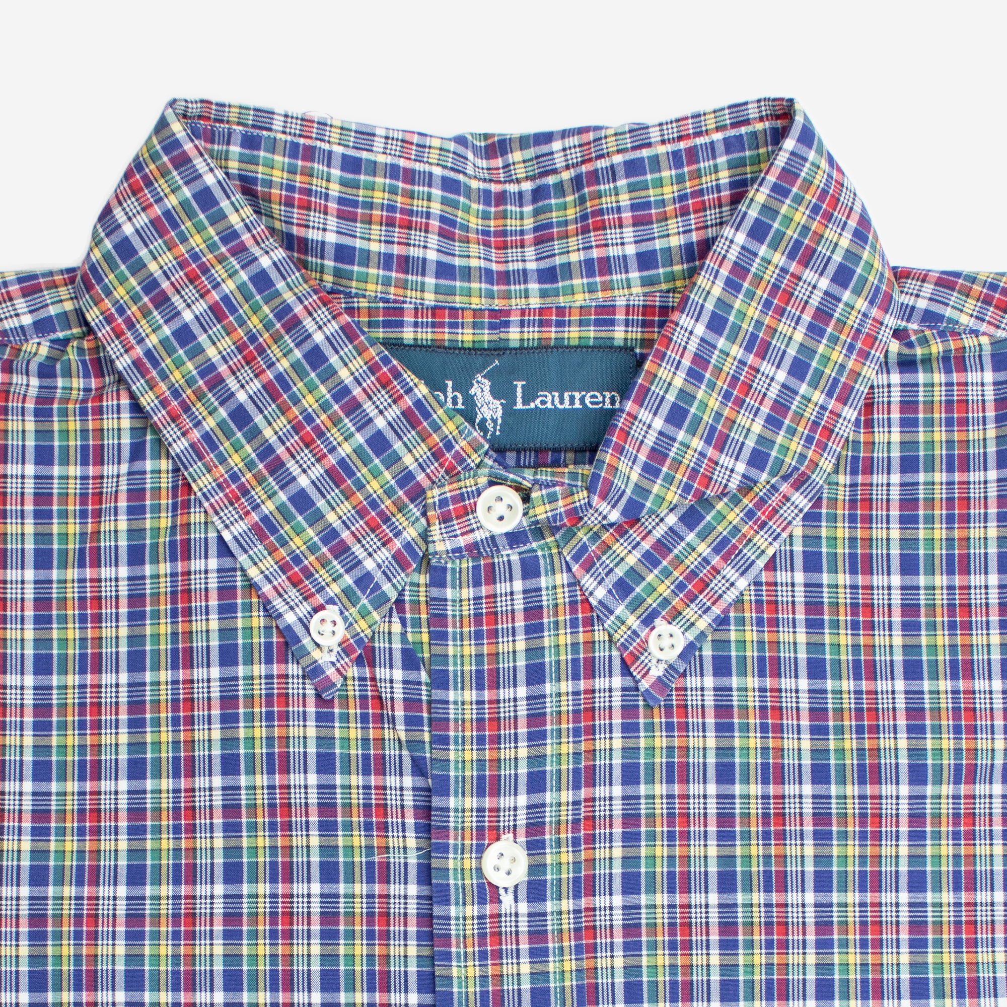 Vintage 100% Cotton Coral Plaid Medium Short Sleeve Shirt — Ralph