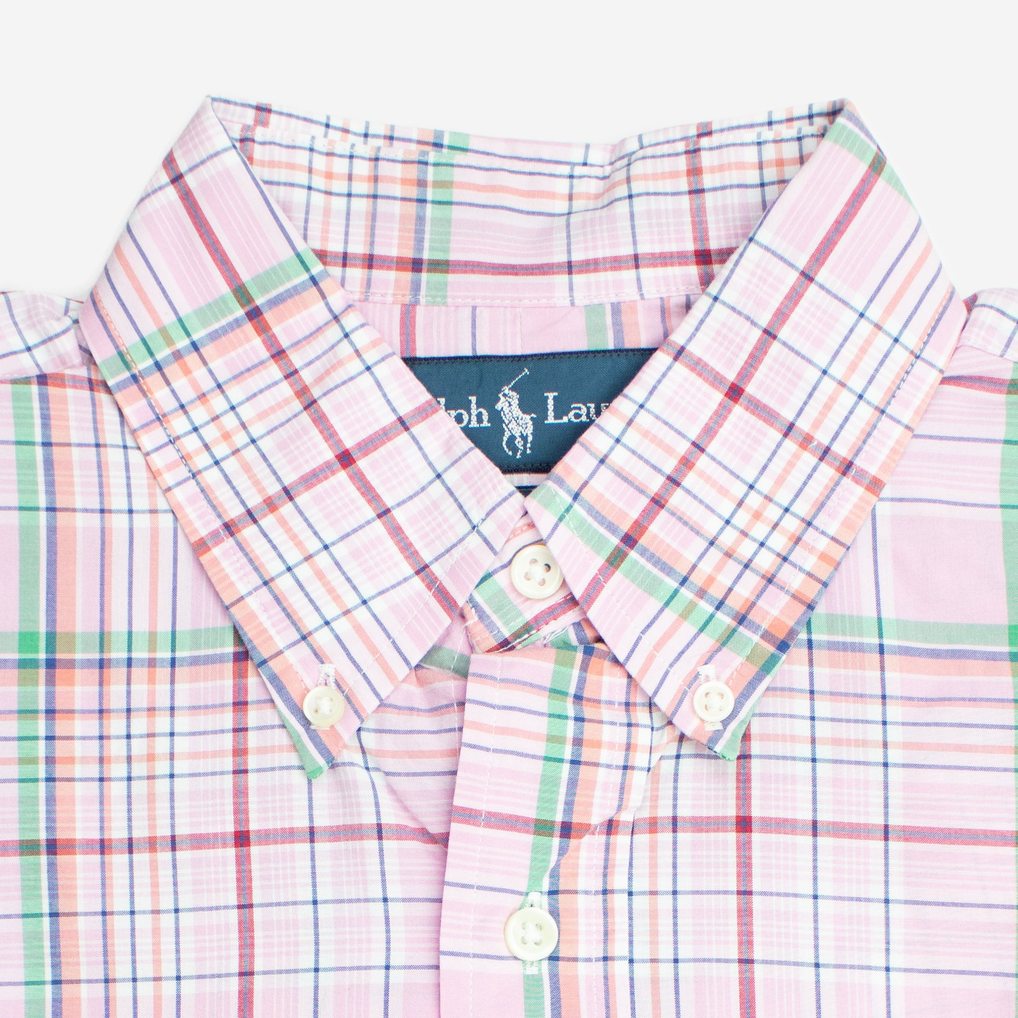 Vintage 100 Cotton Pink Plaid Small Long Sleeve Shirt Ralph Lauren Finn and Buffy Garments and Goods
