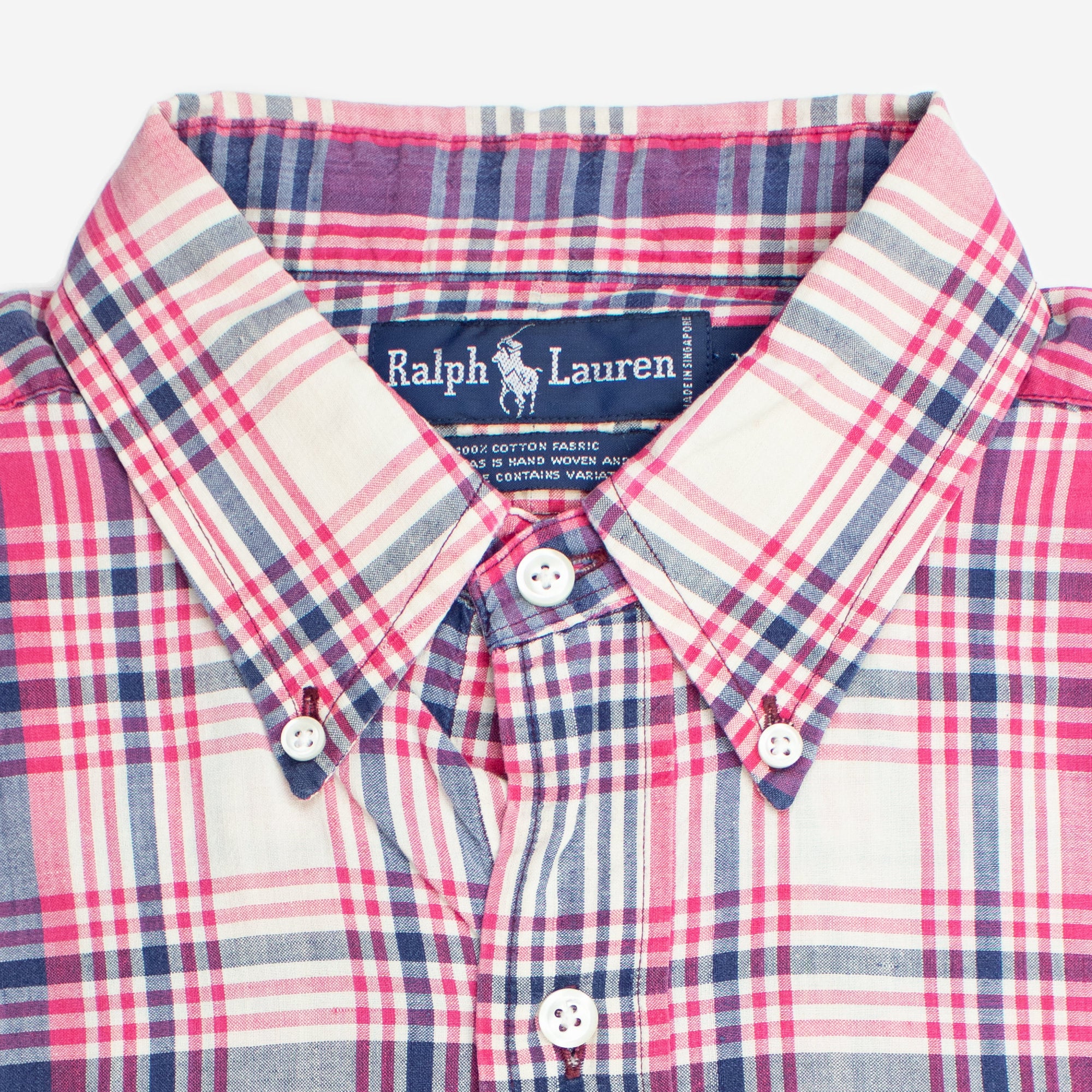 Pacifische eilanden Narabar Atletisch Vintage 100% Cotton Madras Pink Plaid Medium Long Sleeve Shirt — Ralph  Lauren | Finn and Buffy — Garments and Goods