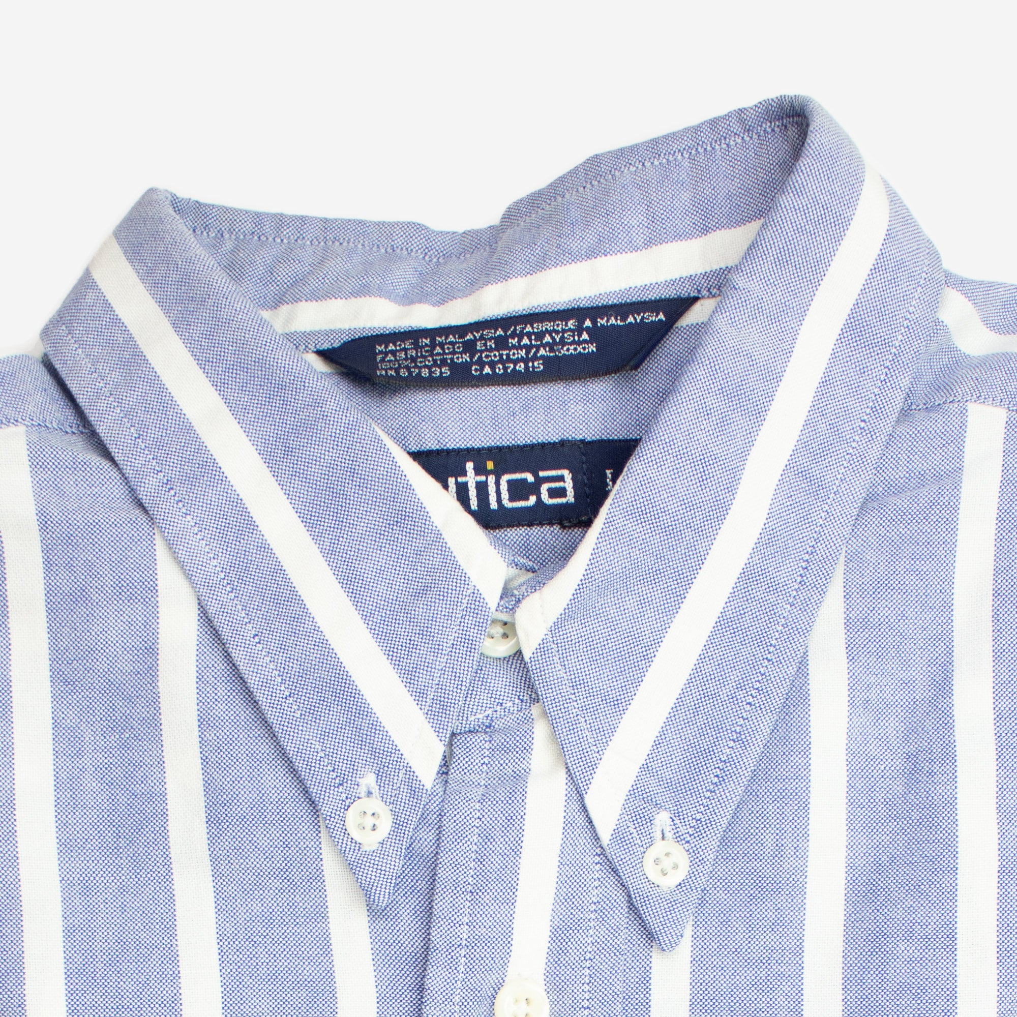 Vintage 100 Cotton Blue White Stripe Large Long Sleeve Shirt Nautica