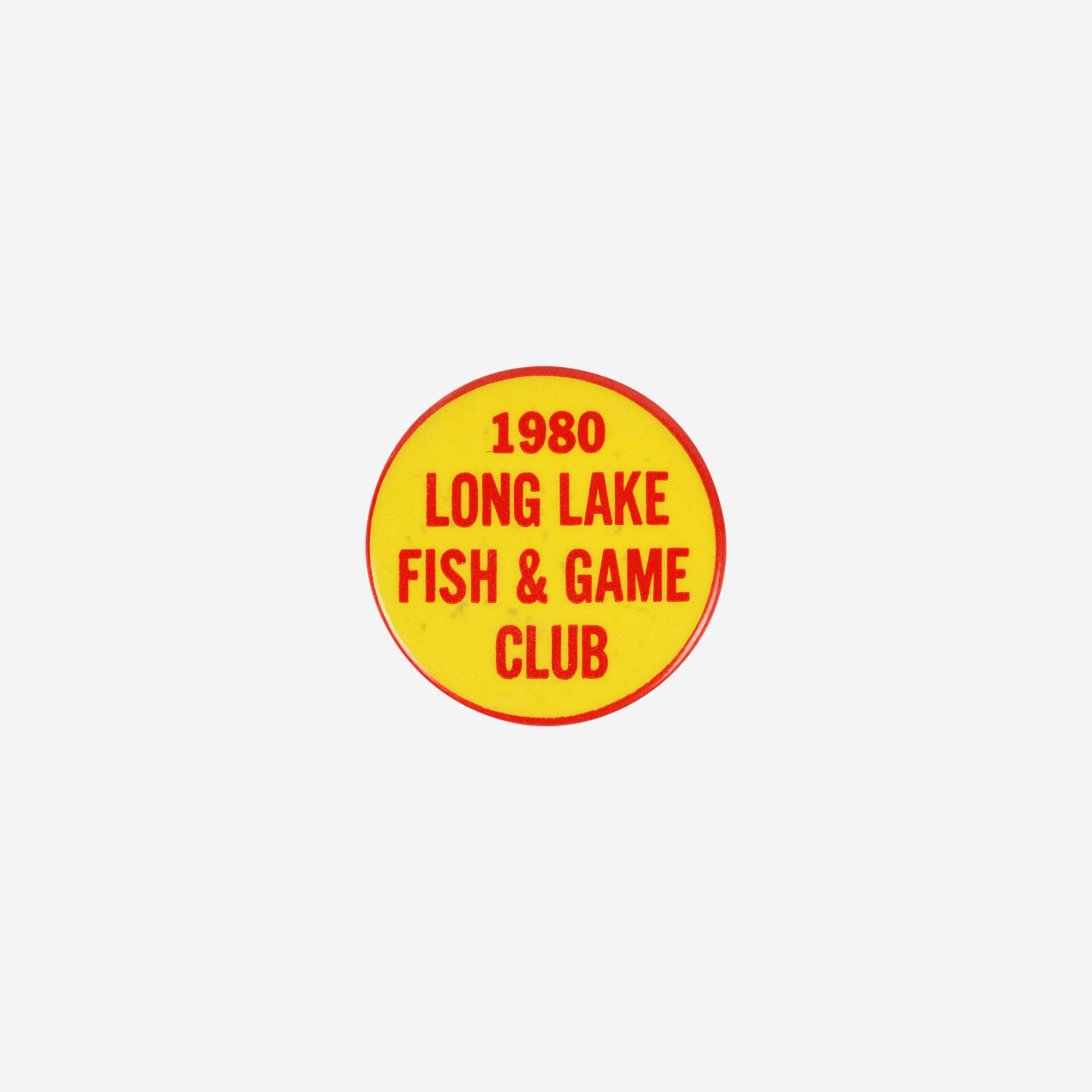 Vintage 1980 Long Lake Fish & Game Club Pinback Button — Universal Badge  Company