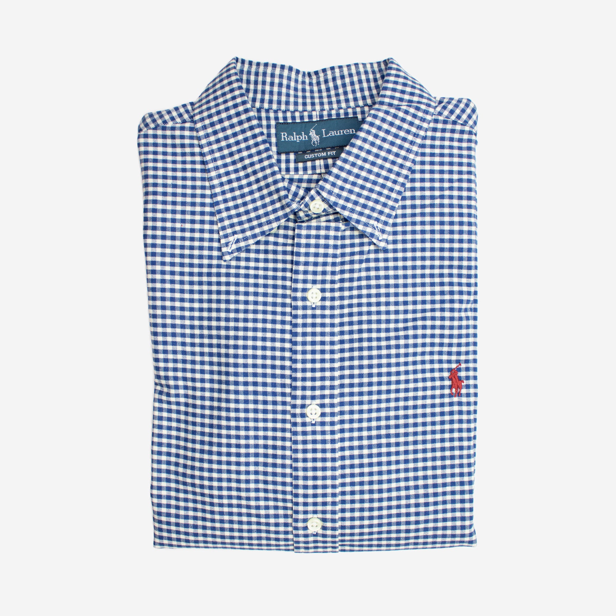Vintage 100% Oxford Cotton Blue/White Gingham Extra Large Long Sleeve Shirt  — Ralph Lauren