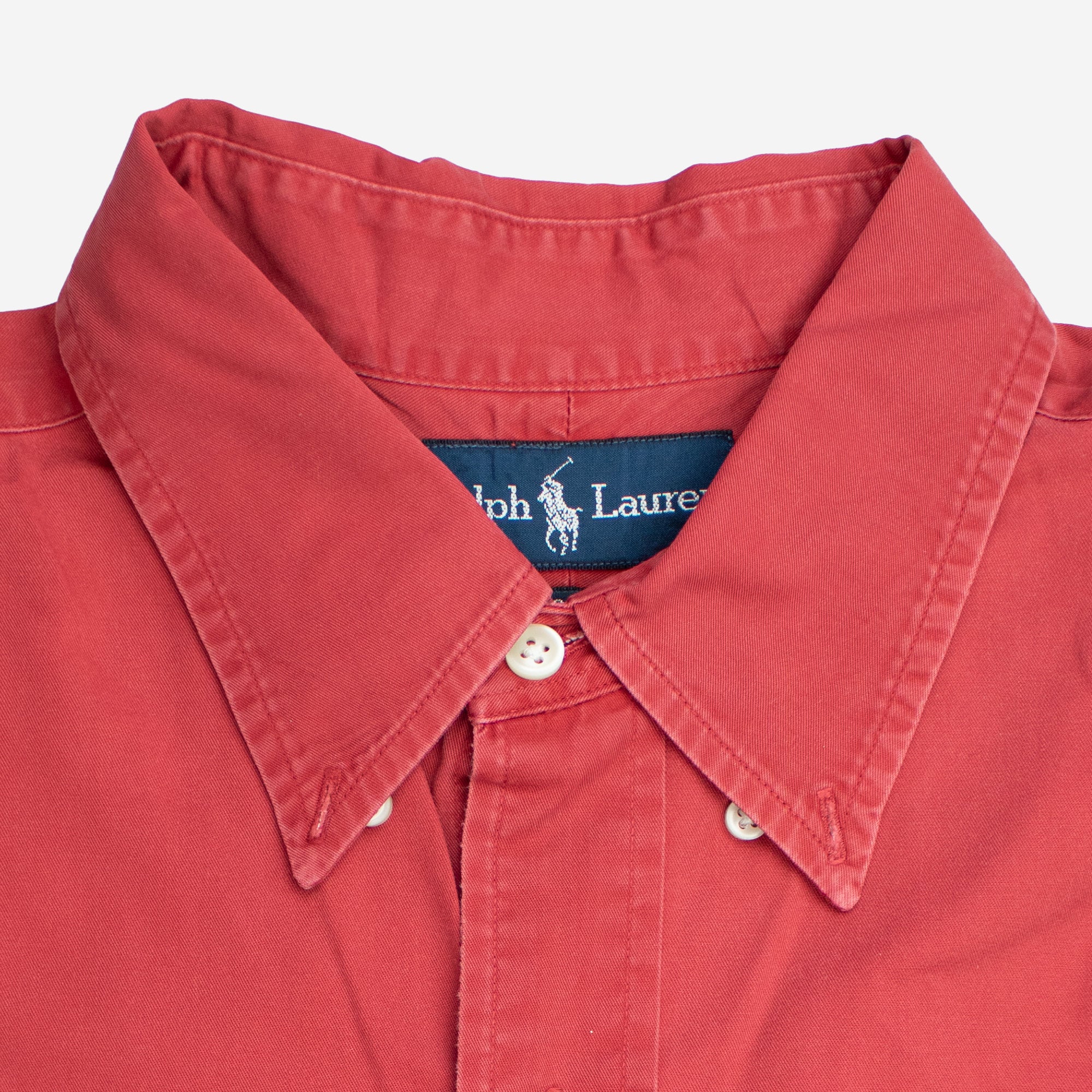 Vintage 100 Cotton Red Large Long Sleeve Shirt Ralph Lauren Finn and Buffy Garments and Goods