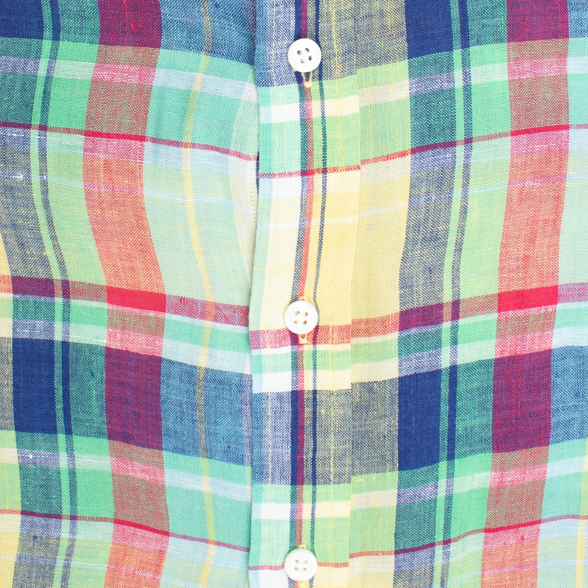 Vintage 100% Linen Multi-Color Plaid Large Long Sleeve Shirt — Ralph Lauren