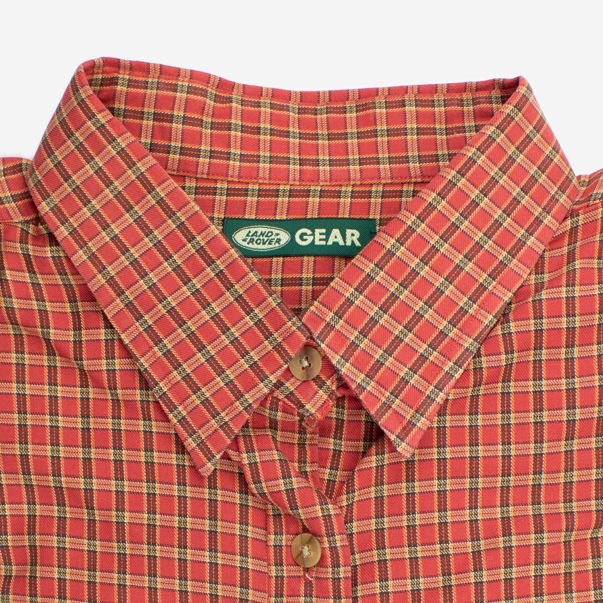 Vintage 100 Cotton Orange Cream Plaid Extra Large Long Sleeve Shirt Land Rover Gear